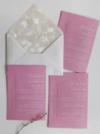 Różowe Zaproszenia Ślubne Letterpress • Ekskluzywne | Karmen nr 5