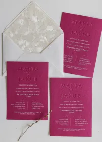 Różowe Zaproszenia Ślubne Tłoczone Letterpress | Karmen nr 6