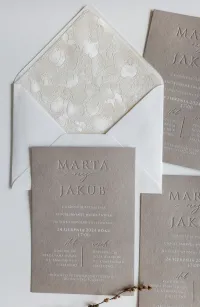 Szare Zaproszenia Ślubne Letterpress. Zamów! | Karmen nr 7
