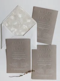 Szare Zaproszenia Ślubne Letterpress. Zamów! | Karmen nr 7