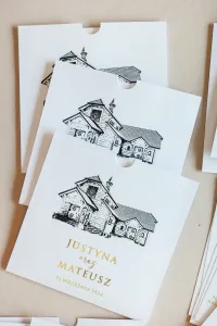 Złocone Zaproszenia Ślubne Minimalistyczne | Projekt Gratis