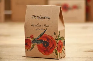 Pudełeczko stojące na cukierki, podziękowania dla Gości weselnych - Owoce Leśne nr 6 - Maki - ekologiczne dodatki ślubne