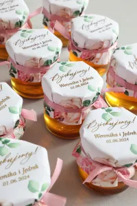 Miodki Podziękowania dla Gości Weselnych Złocone Piwonie