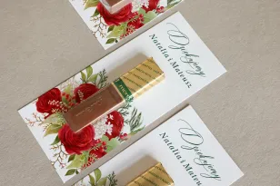Romantyczne Podziękowania Merci z czerwonymi różami | Personalizowane czekoladki | Merci Delize nr 2