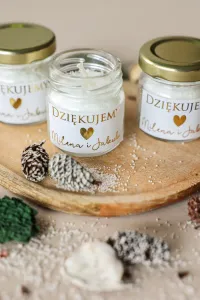 Eleganckie świeczki podziękowania dla gości ze złotem | Zamów