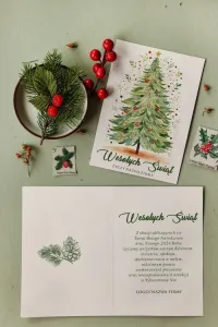 Firmowe Kartki Świąteczne z Logo i Choinką | Amelia-Wedding