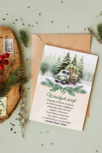 Drewniane Kartki Świąteczne dla Firm z Logo | Amelia-Wedding