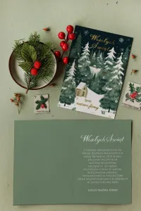 Eleganckie Kartki Świąteczne dla Firm z Logo | Złocone | MZ7