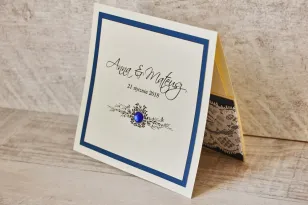 Hochzeitseinladung, elegante Hochzeitseinladungen mit Strasssteinen - Mit Spitze Nr. 2 - Kornblumencreme