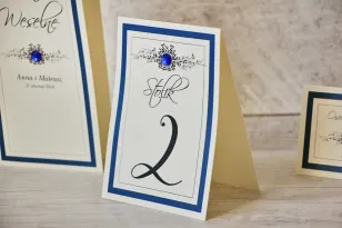 Tischnummern, Hochzeitstisch, Hochzeit - Mit Spitze Nr. 2 - Kornblume elegante Hochzeitsaccessoires, mit Strasssteinen