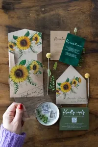 Zaproszenia Ślubne na Pleksi Rustykalne | Słoneczniki PR2