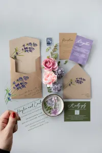 Zaproszenia Ślubne na Pleksi z Lawendą | Eleganckie PR6