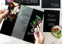 Luksusowe Zaproszenia na Pleksi z Kwiatami | Model PR8