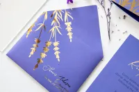 Zaproszenia Ślubne na Szkle Fiolet Złoto | Eleganckie PR10