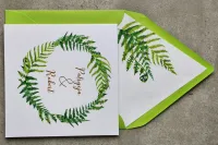 Zaproszenia Ślubne z Paprocią Zielone i Złote | Darmowy Projekt