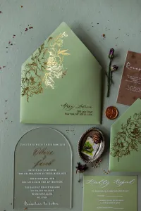 Zaproszenia Ślubne na Pleksi Łuk Złocone - Fresco nr 5