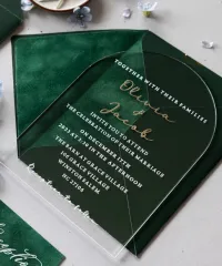 Zaproszenia Ślubne na Pleksi Łuk | Eleganckie i Złocone