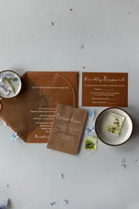 Zaproszenia Ślubne z Pleksi Łukowe Złocone | Luksusowe PR15