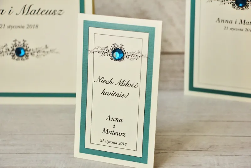 Dank an die Hochzeitsgäste - Vergissmeinnicht-Samen - Mit Spitze Nr. 5 - Smaragd - elegante Hochzeitsaccessoires mit