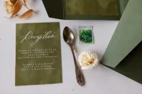 Luksusowe zaproszenia ślubne na pleksi | Zieleń i Złoto | PR32