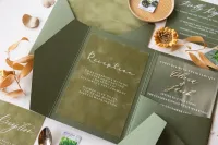 Luksusowe zaproszenia ślubne na pleksi | Zieleń i Złoto | PR32