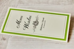 Hochzeitsmenü, Hochzeitstisch - Mit Spitze Nr. 6 - Grün - elegante Hochzeitsaccessoires mit Strasssteinen