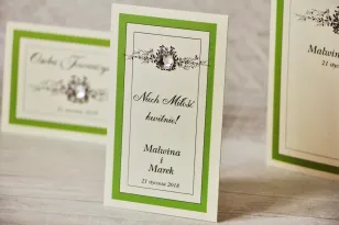 Dank an die Hochzeitsgäste - Vergissmeinnicht-Samen - Mit Spitze Nr. 6 - Grün - elegante Hochzeitsaccessoires mit Zirkonia