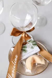 Winietki Ślubne na Wstążce Jasnobrązowe | Personalizowane