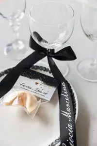 Winietki na wstążce czarne GLAMOUR | Amelia-Wedding.pl