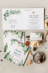 Zaproszenia Ślubne Eukaliptus i Złoto | Spersonalizuj Projekt