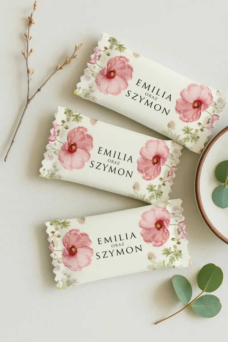 Personalizowane Czekoladki Krówki Ślubne z Makami | Słodkie Upominki dla Gości | Impresja nr 1 Personalizowane Czekoladki Krówki Ślubne z Makami | Słodkie Upominki dla Gości | Impresja nr 1