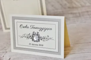 Winietki na stół weselny, ślub - Z Koronką nr 7 - Szare - eleganckie dodatki ślubne z cyrkonią