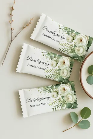 Eleganckie Krówki Ślubne z Różami | Personalizowane Upominki | Impresja nr 10