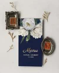 Menu Weselne Granatowe Złocone | Spersonalizuj Online!