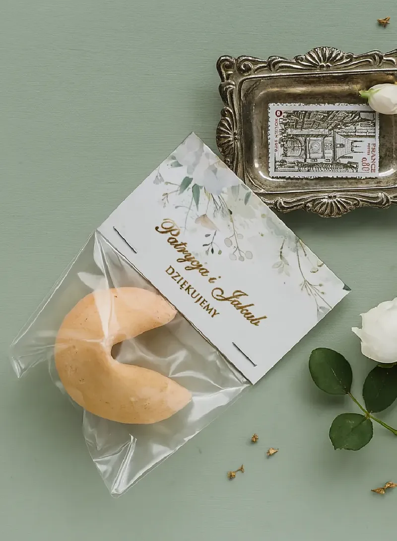 Ciasteczko z wróżbą Złocone | Botaniczny Upominek dla Gości Weselnych | Ruskus nr 6