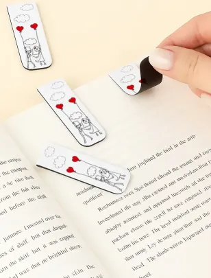 Upominek dla gości weselnych zakładka magnetyczna | Wesoła grafika z motywem ślubnym i imionami | Bueno nr 7