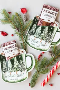 Personalizowana czekoladka z logo w kubku na Święta