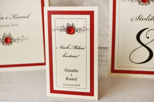 Dank an die Hochzeitsgäste - Vergissmeinnicht-Samen - Mit Spitze Nr. 9 - Rot - elegante Hochzeitsaccessoires mit Strasssteinen