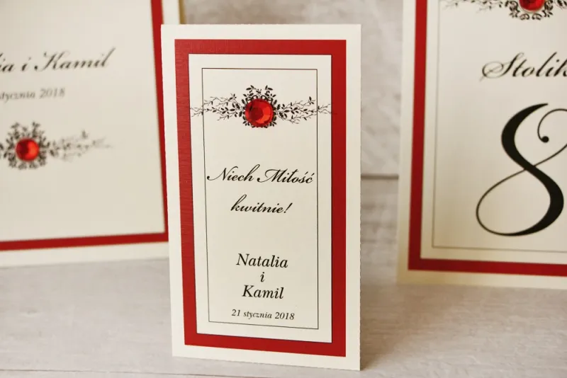 Podziękowania dla Gości weselnych - nasiona Niezapominajki - Z Koronką nr 9 - Czerwone - eleganckie dodatki ślubne z cyrkonią Podziękowania dla Gości weselnych - nasiona Niezapominajki - Z Koronką nr 9 - Czerwone - eleganckie dodatki ślubne z cyrkonią