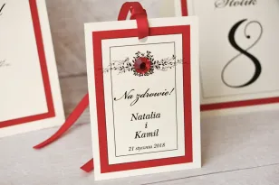 Flaschenanhänger, Hochzeit Wodka, Hochzeit - Mit Spitze Nr. 9 - Rot - Hochzeitsaccessoires mit Zirkonia