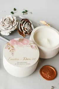 Personalizowane Świeczki Sojowe Podziękowania dla Gości | Pudrowy Róż i Złoto