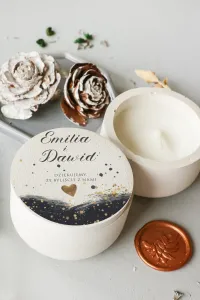 Świeczka Sojowa Podziękowanie dla Gości Glamour | Czarno-Złota Personalizowana