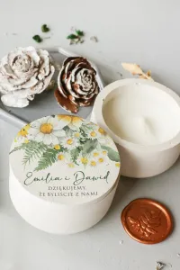 Personalizowane Świeczki Sojowe Podziękowania dla Gości | Rustykalne Upominki Weselne