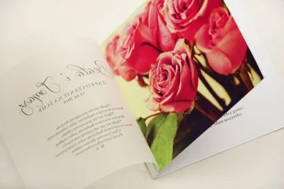 Eleganckie Zaproszenia z Kalką i romantycznymi różami | Weselne zaproszenia z piękną grafiką | Elegant nr 1