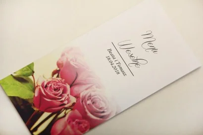 Menu weselne - Elegant nr 1 - Eleganckie róże - dodatki ślubne
