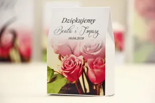 Pudełeczko stojące na cukierki, podziękowania dla Gości weselnych - Elegant nr 1 - Róże - Kwiatowe dodatki ślubne