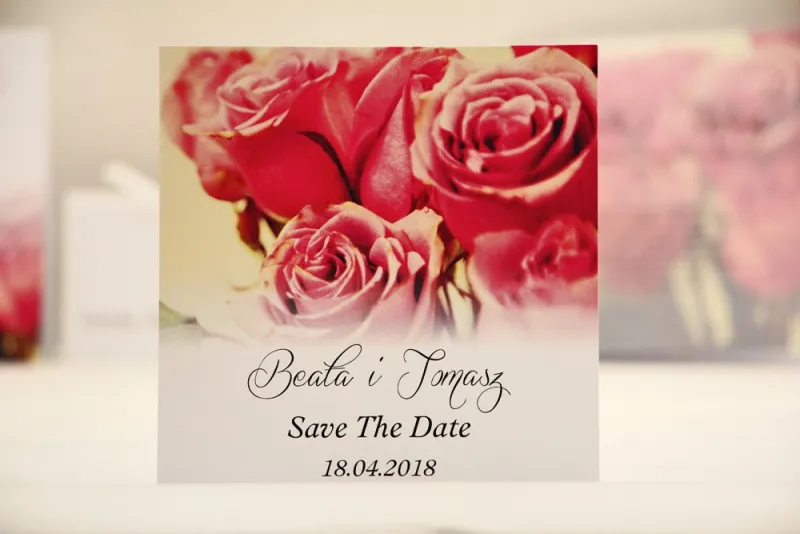 Bilecik Save The Date do zaproszenia ślubnego - Felicja nr 1 - Eleganckie róże