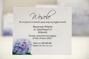 Einladungskarte 120 x 98 mm Hochzeitsgeschenke - Elegant nr 2 - Blaue Hortensien