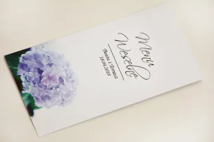Hochzeitsmenü, Hochzeitstisch - Elegant nr 2 - Blaue Hortensien - Elegante Blumenmuster - Hochzeitsaccessoires