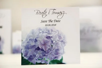 Save The Date do zaproszenia - Elegant nr 2 - Niebieskie hortensje